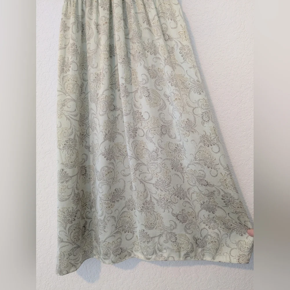 Victoria's Secret Vintage Green Paisley Floral 100% Silk Mini Slip Dress SM